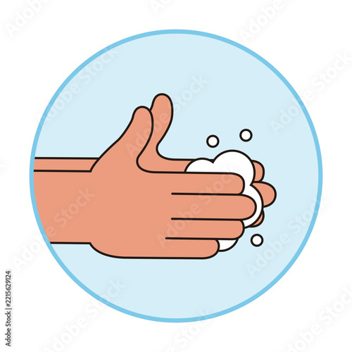 Washing Hands with Soap Foam Icon for Daily Hygiene Step