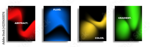Abstract colorful fluid gradient background collection. Blurred vibrant and dark color gradation for modern poster design.