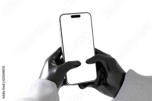 High Quality 3D Smartphone holding For Mockup With White Background