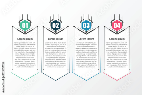 This simple infographic, primarily designed using hexagons, presents details in bullet points, covering 4 topics in total.