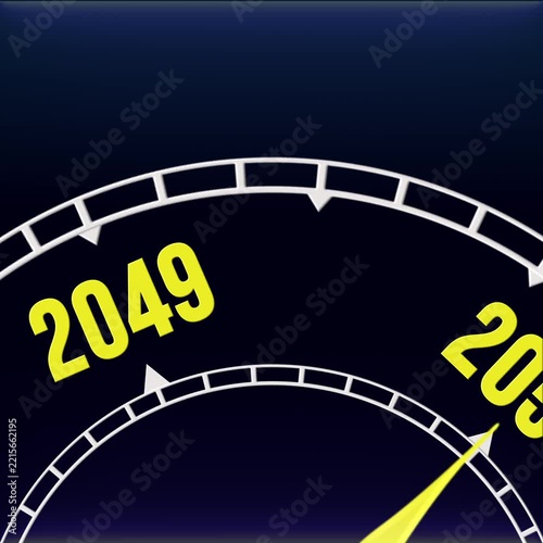 New Year 2050 Clock Countdown Concept Motion Graphics Loop