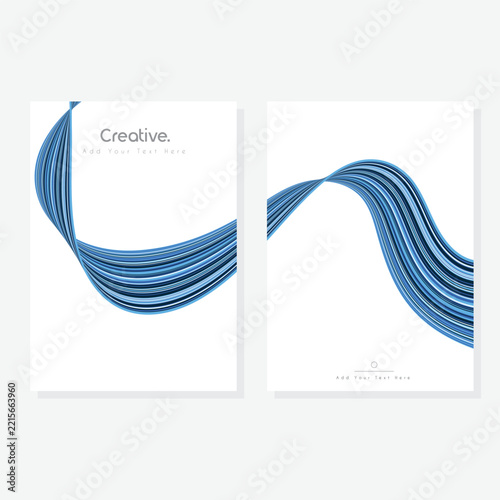 Abstract Line Wave Background With Dynamic Blue Flowing Curves, Modern Creative Minimalist Design Template, Elegant Technology Business Presentation And Corporate Graphic