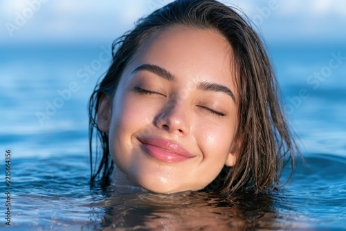 Soft waves cradle her head