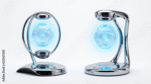 Set of futuristic lamp vertical slit beam lights isolated white background