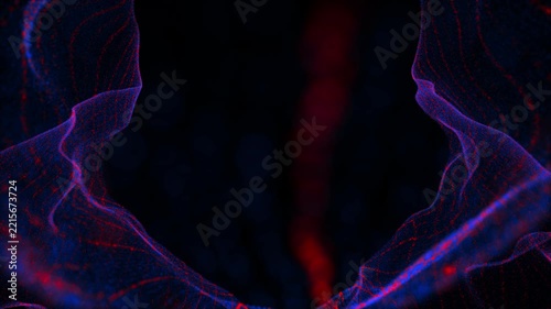 Blue and Red Particles Particles Stream, Flow Blue and Ruby Particles, Particles Loop Background UHD