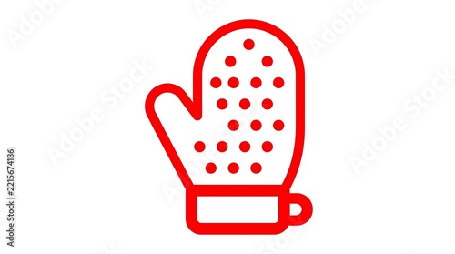 Red oven mitt icon with dotted pattern on white background