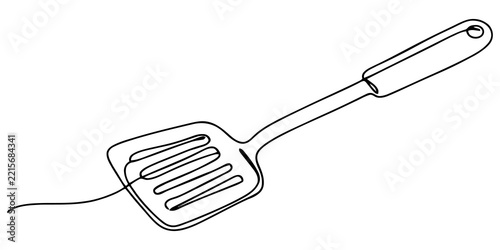 Fotografie Continuous single line drawing of a kitchen spatula utensil for cooking and flip