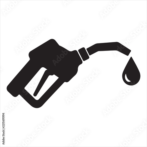 Fuel Nozzle Silhouette Icon, Gas Pump Refueling Tool Vector Illustration