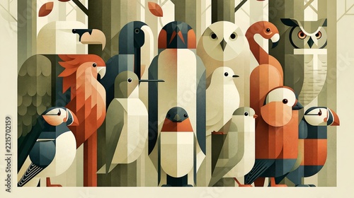 Animal Elegant Abstract Birds In A Harmonious Nature Composition