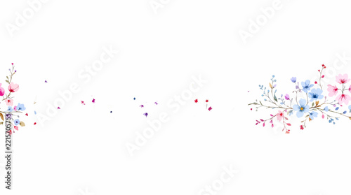 Watercolor vibrant blooming floral frame set isolated clipart