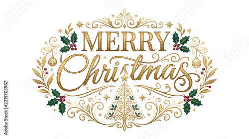 Christmas Typography Lettering Holiday Greeting Card Design