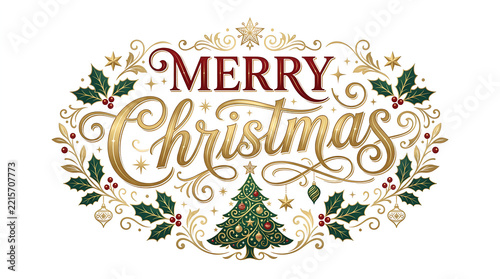 Christmas Typography Lettering Holiday Greeting Card Design