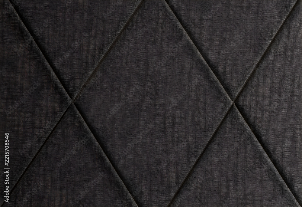 Fototapeta premium Interior design and luxury upholstery, dark brown fabric texture with diamond pattern stitching for modern furniture and architectural wall paneling