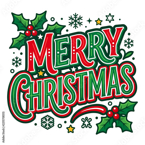 Christmas Typography Lettering Holiday Greeting Card Design