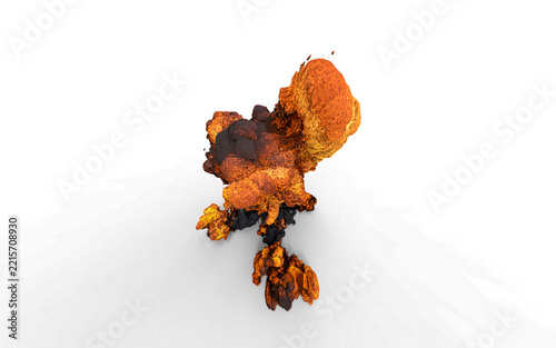 mushroom explosion, black with orange and yellow on a white background with no background 
