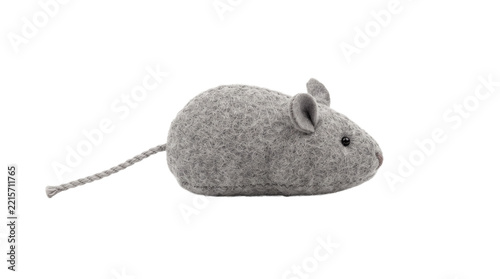 Felt mouse toy on transparent background