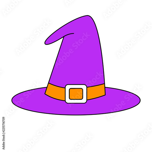 Purple Witch Hat Illustration with Orange Band and Buckle