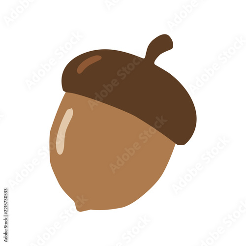 Acorn with forest seed in Flat Illustration for Botanical Theme