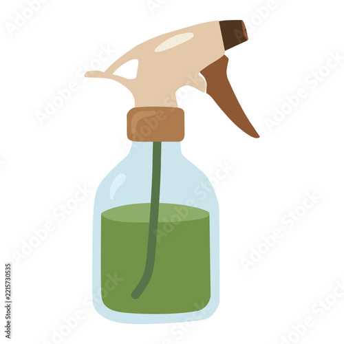 Spray bottle with plant care in Flat Illustration for Botanical Theme
