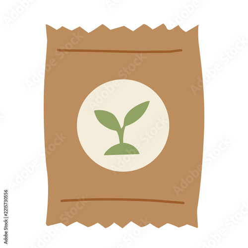 Seed packet with sprout label in Flat Illustration for Botanical Theme