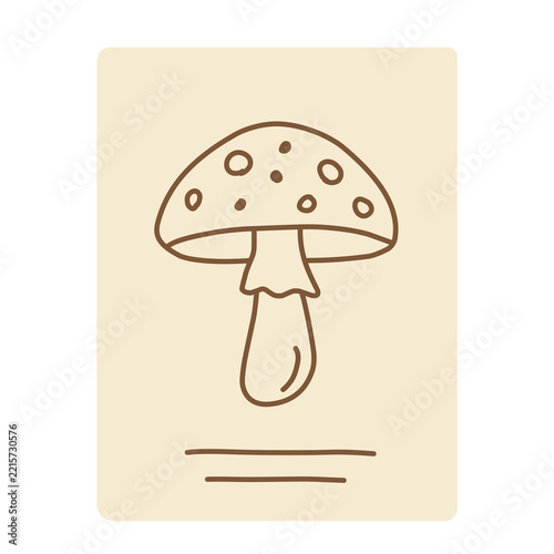 Mushroom study card in Flat Illustration for Botanical Theme