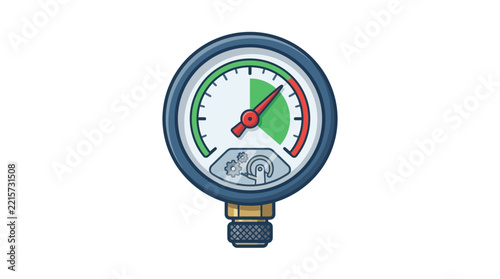Pressure Gauge with Gear Mechanism Vector Illustration