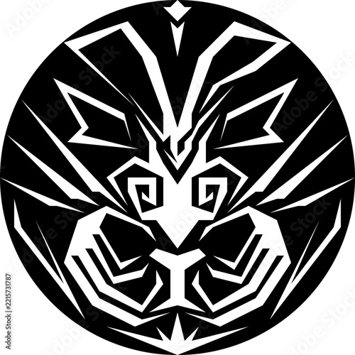 Zodiac bunny tribal style vector icon