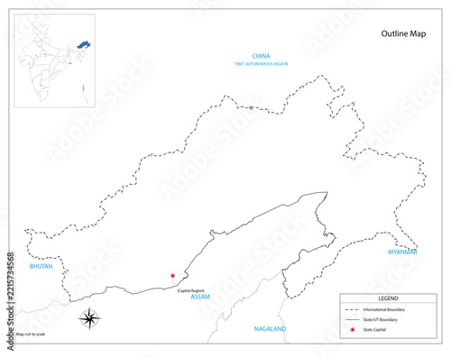 Detailed Administrative District Map of Arunachal Pradesh, India