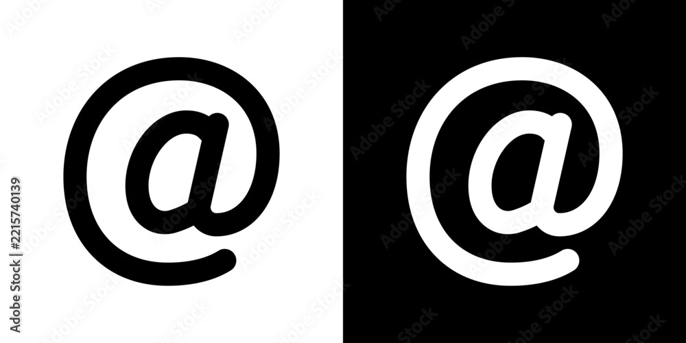 Fototapeta premium At Symbol Solid Icon Set. Email Communication, Internet Addressing, And Digital Messaging Silhouette Symbol Collection. Online Connectivity. Isolated Vector Illustration