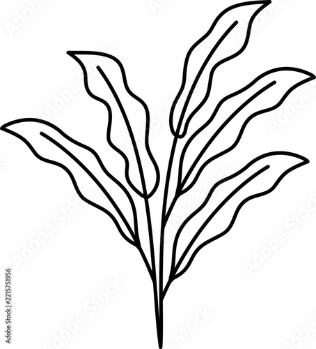 Minimal leaf line art