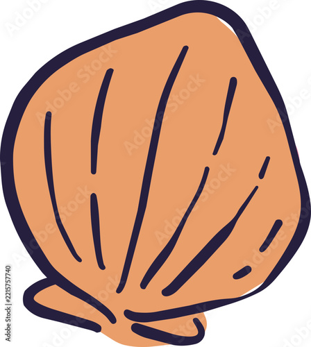Ribbed Scallop Seashell Colorful Doodle Icon