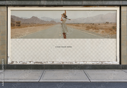 Blank Outdoor Advertising Frame on City Sidewalk