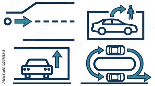Drop Off Circulation Symbols Professional Architectural CAD Vector Icon