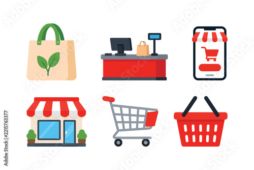 E-Commerce Shopping Vector Elements Set