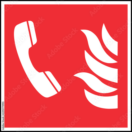Fire emergency phone sign. Safety signs and symbols.