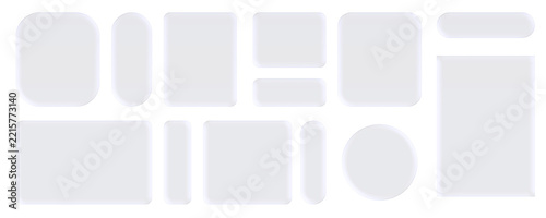 Transparent glass elements with liquid morphism effect for ui design and modern interfaces. Rounded rectangles, circles and buttons with frosted blur overlay Glassmorphism components for web or app