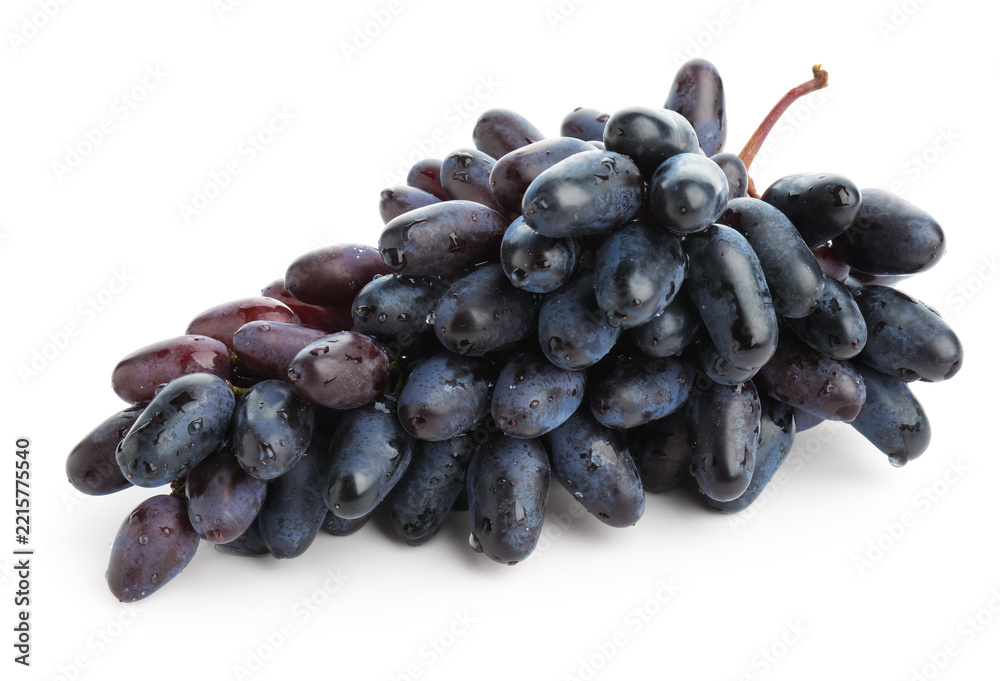 Fototapeta premium Bunch of fresh ripe grapes isolated on white