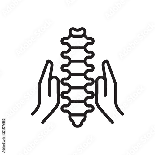 Chiropractic spine care linear icon for chiropractic treatment and health wellness.