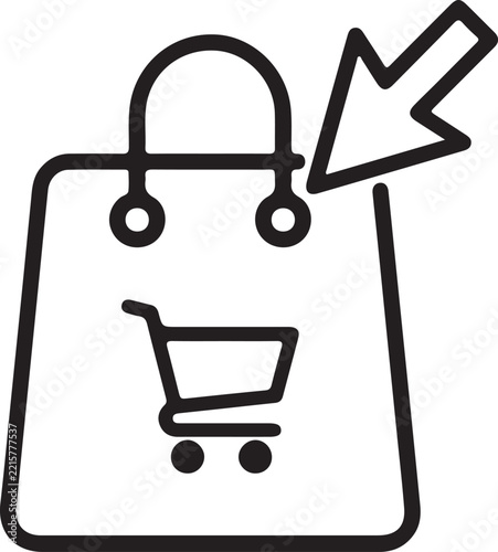 Shopping cart icon with sale tag and clipboard illustration