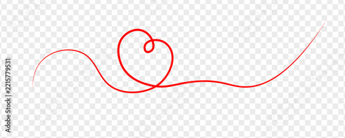 Red Continuous Line Heart Shape Illustration for Valentine's Day