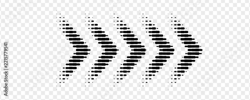 Black Halftone Arrow Icons Set Isolated on White Background