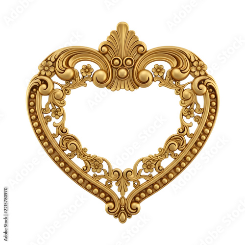 Gold decorative heart with intricate patterns