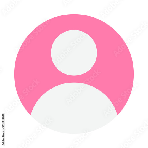 Pink user profile icon with a simple circular design and white person silhouette, suitable for account interfaces, social media profiles, websites, apps, avatars, and user account graphics.