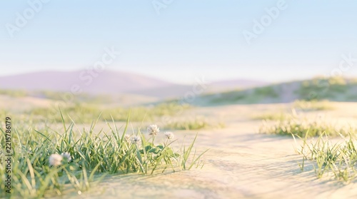 Serene Path Through Green Hills Under Clear Blue