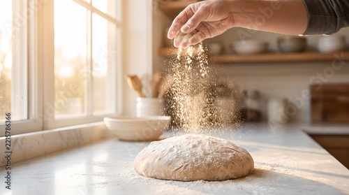 Freshly Flourdusted Dough Bright Kitchen Setting