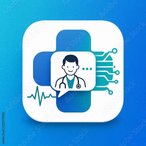 Telemedicine Healthcare App Icon – Online Doctor Chat & Digital Medical Care Graphic