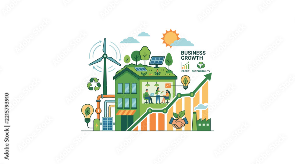 Fototapeta premium Sustainable Business Growth Concept Vector Illustration