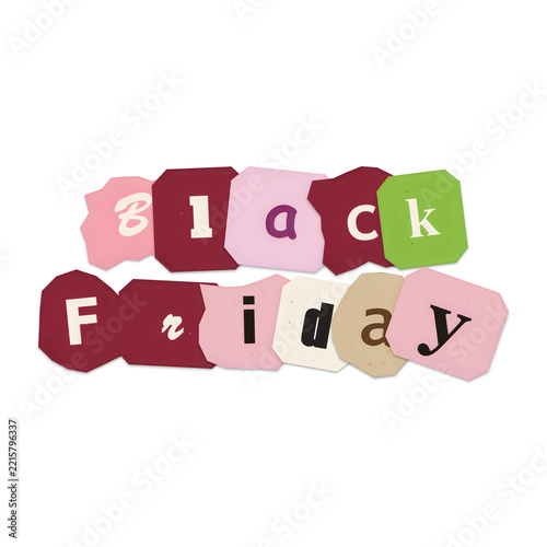 Colorful black friday sale text design with shopping icons