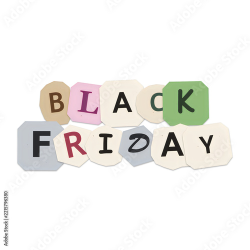 Black friday colorful wooden letter blocks