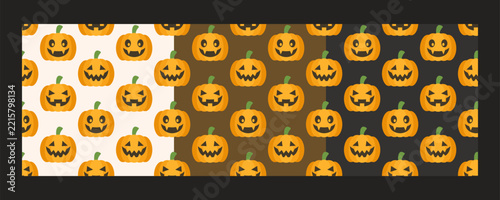 Jack-o'-Lantern seamless pattern. Halloween Pumpkin. Vector hand drawn color background